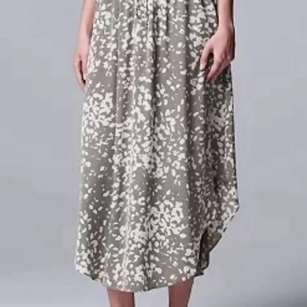 Vera Wang Gray and White A-line Midi Skirt